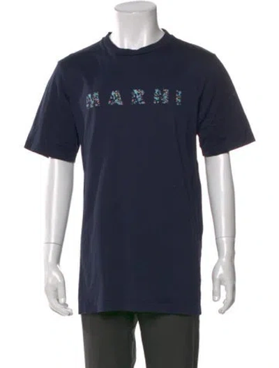 Pre-owned Marni Graphic Print Crew Neck T-shirt In Blue