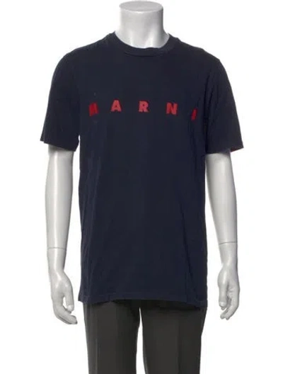 Pre-owned Marni Graphic Print Crew Neck T-shirt In Blue