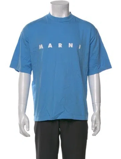 Pre-owned Marni Graphic Print Crew Neck T-shirt In Blue