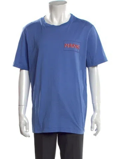 Pre-owned Marni Graphic Print Crew Neck T-shirt In Blue
