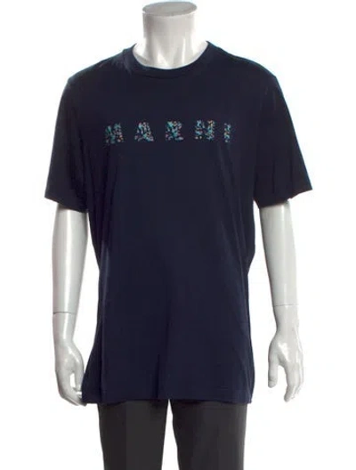 Pre-owned Marni Graphic Print Crew Neck T-shirt In Blue