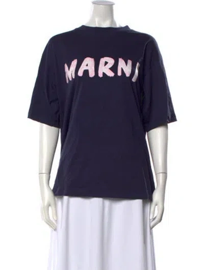 Pre-owned Marni Graphic Print Crew Neck T-shirt In Blue