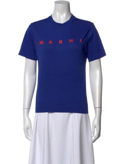 Pre-owned Marni Graphic Print Crew Neck T-shirt In Blue