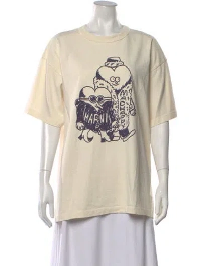 Pre-owned Marni Graphic Print Crew Neck T-shirt In Neutrals