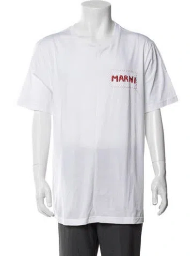 Pre-owned Marni Graphic Print Crew Neck T-shirt W/ Tags In White