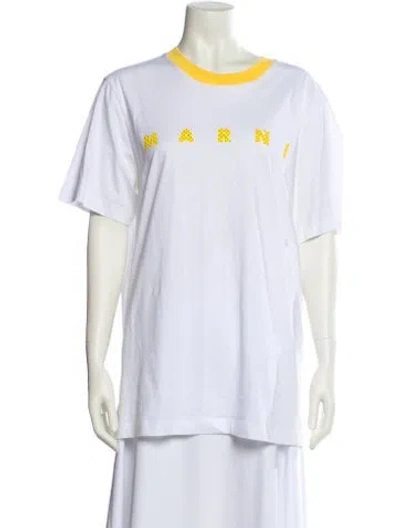 Pre-owned Marni Graphic Print Crew Neck T-shirt In White
