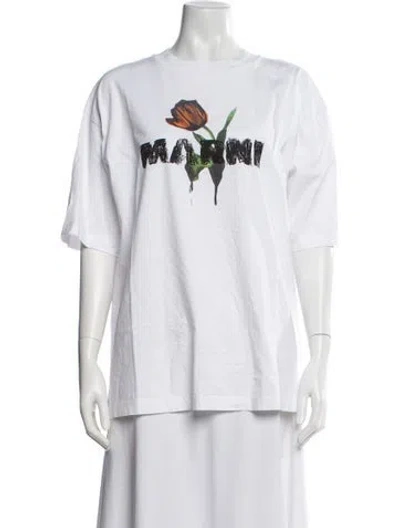 Pre-owned Marni Graphic Print Crew Neck T-shirt In White