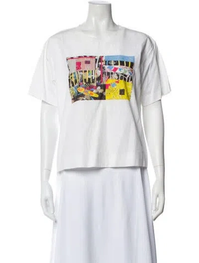Pre-owned Marni Graphic Print Crew Neck T-shirt In White