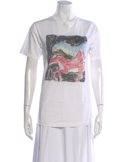 Pre-owned Marni Graphic Print Crew Neck T-shirt In White