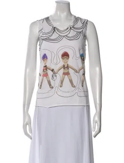 Pre-owned Marni Graphic Print Crew Neck T-shirt In White