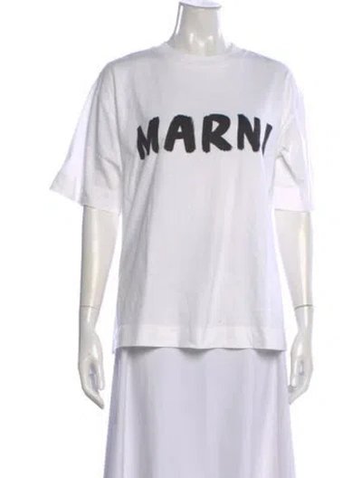 Pre-owned Marni Graphic Print Crew Neck T-shirt In White