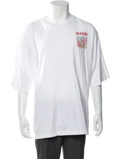 Pre-owned Marni Graphic Print Crew Neck T-shirt In White