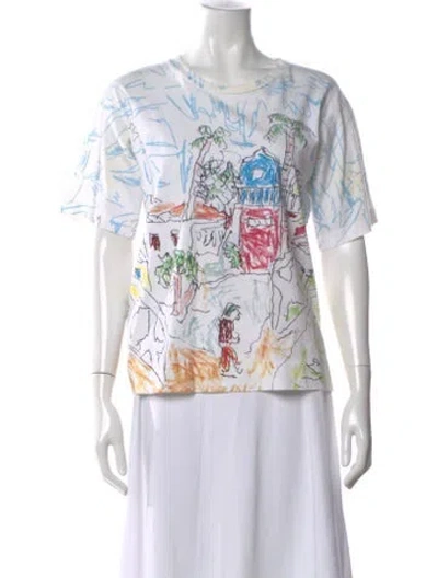 Pre-owned Marni Graphic Print Crew Neck T-shirt In White