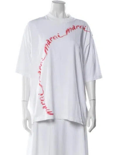 Pre-owned Marni Graphic Print Crew Neck T-shirt In White