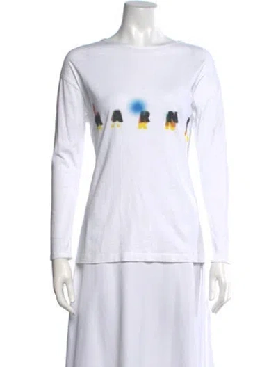 Pre-owned Marni Graphic Print Crew Neck T-shirt In White