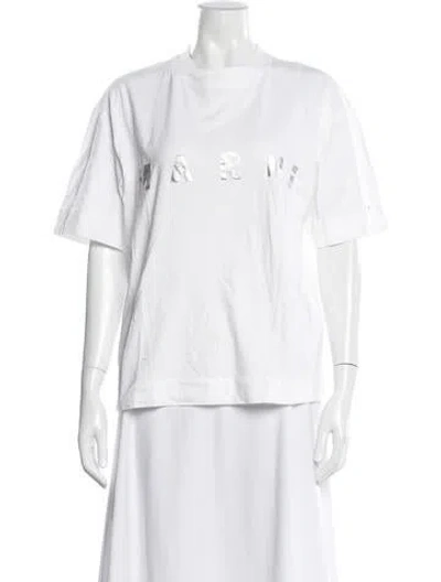 Pre-owned Marni Graphic Print Crew Neck T-shirt In White