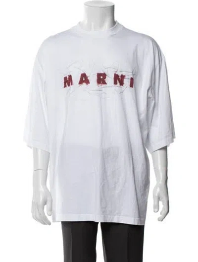 Pre-owned Marni Graphic Print Crew Neck T-shirt In White