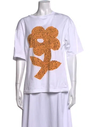 Pre-owned Marni Graphic Print Crew Neck T-shirt In White