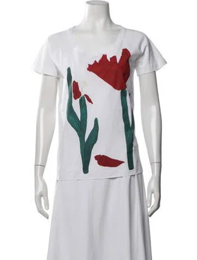 Pre-owned Marni Graphic Print Crew Neck T-shirt In White