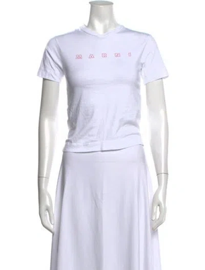 Pre-owned Marni Graphic Print Crew Neck T-shirt In White