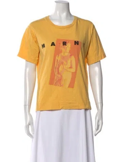 Pre-owned Marni Graphic Print Crew Neck T-shirt In Yellow