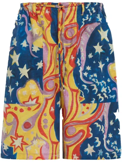 Marni Graphic-print Drop-crotch Shorts In Gpb56