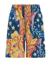 Marni Graphic-print Drop-crotch Shorts In Blue