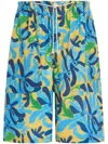 Marni Drawstring Waist Bermuda Shorts With Fish Pattern In Cfb39