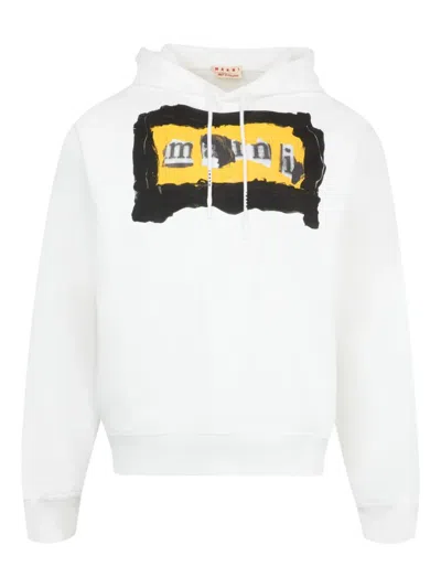 Marni Graphic-print Hoodie In White