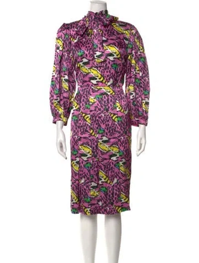 Pre-owned Marni Graphic Print Knee-length Dress In Purple