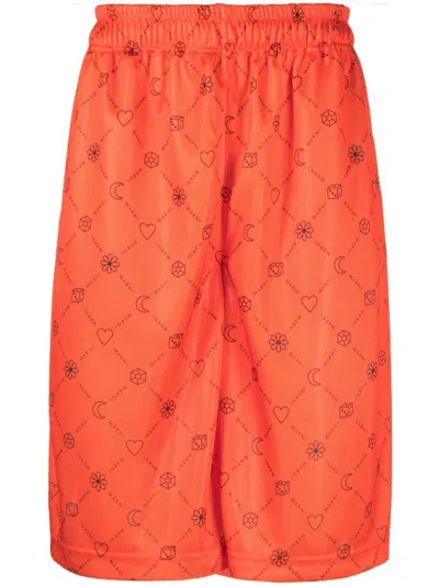 Marni Logo-print Shorts In Orange