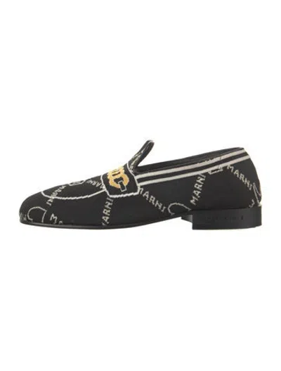 Pre-owned Marni Graphic Print Loafers In Black