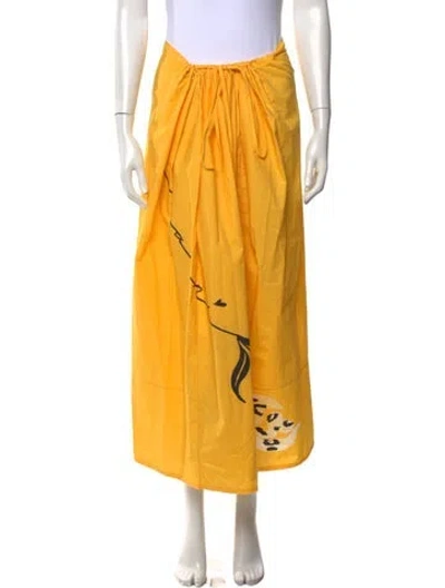 Pre-owned Marni Graphic Print Long Skirt In Yellow