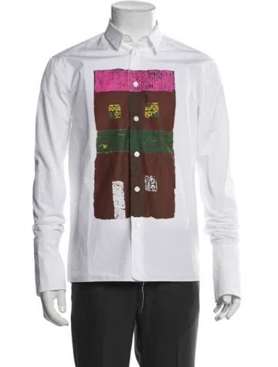 Pre-owned Marni Graphic Print Long Sleeve Shirt In White