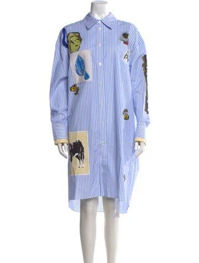 Pre-owned Marni Graphic Print Midi Length Dress W/ Tags In Blue