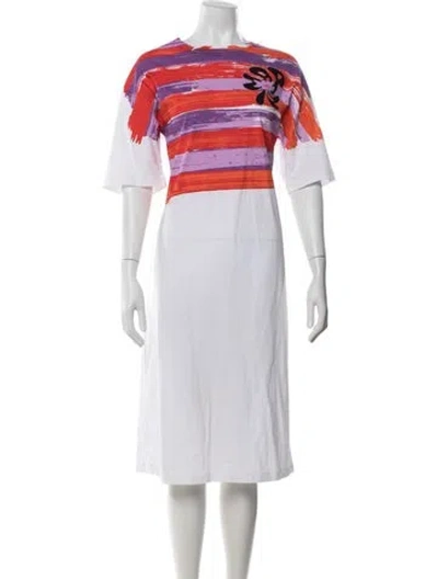 Pre-owned Marni Graphic Print Midi Length Dress In White