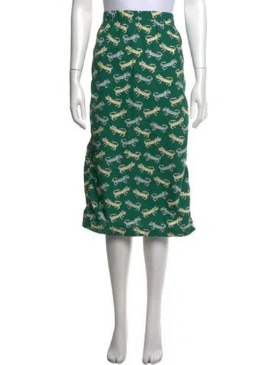 Pre-owned Marni Graphic Print Midi Length Skirt In Green