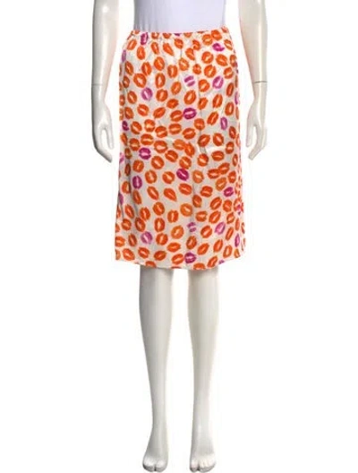 Pre-owned Marni Graphic Print Midi Length Skirt In Orange