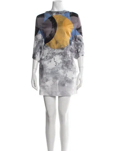 Pre-owned Marni Graphic Print Mini Dress In Grey