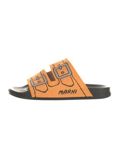 Pre-owned Marni Graphic Print Mules In Orange