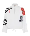 Marni Mixed Media Zipper Collar Sweatshirt In Neutral
