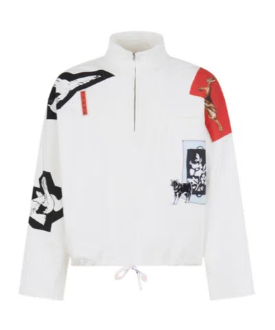 MARNI WHITE COTTON HIGH-NECK SWEATSHIRT