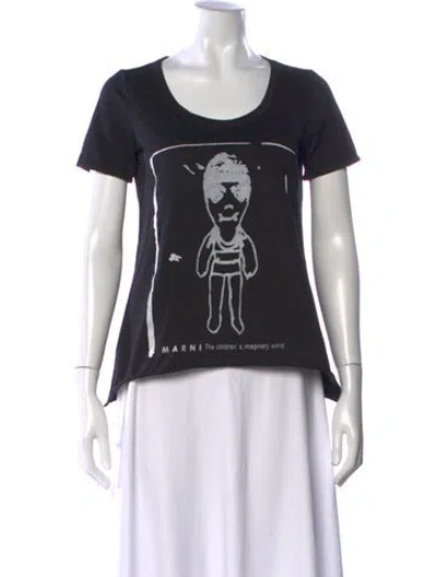 Pre-owned Marni Graphic Print Scoop Neck T-shirt In Black
