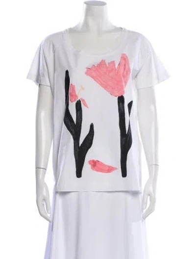 Pre-owned Marni Graphic Print Scoop Neck T-shirt In White