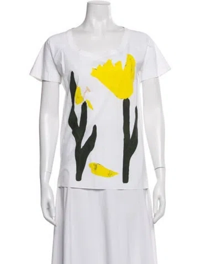 Pre-owned Marni Graphic Print Scoop Neck T-shirt In White