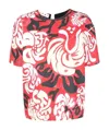 Marni Graphic Print Short Sleeve Blouse In White