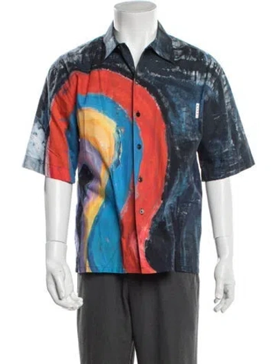 Pre-owned Marni Graphic Print Short Sleeve Shirt In Blue