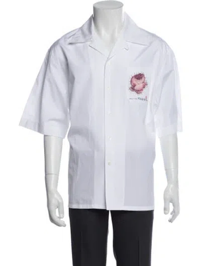 Pre-owned Marni Graphic Print Short Sleeve Shirt In White