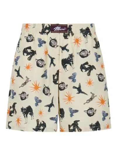 Marni Graphic-print Shorts In White
