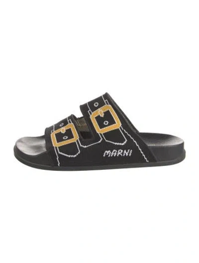 Pre-owned Marni Graphic Print Slides In Black